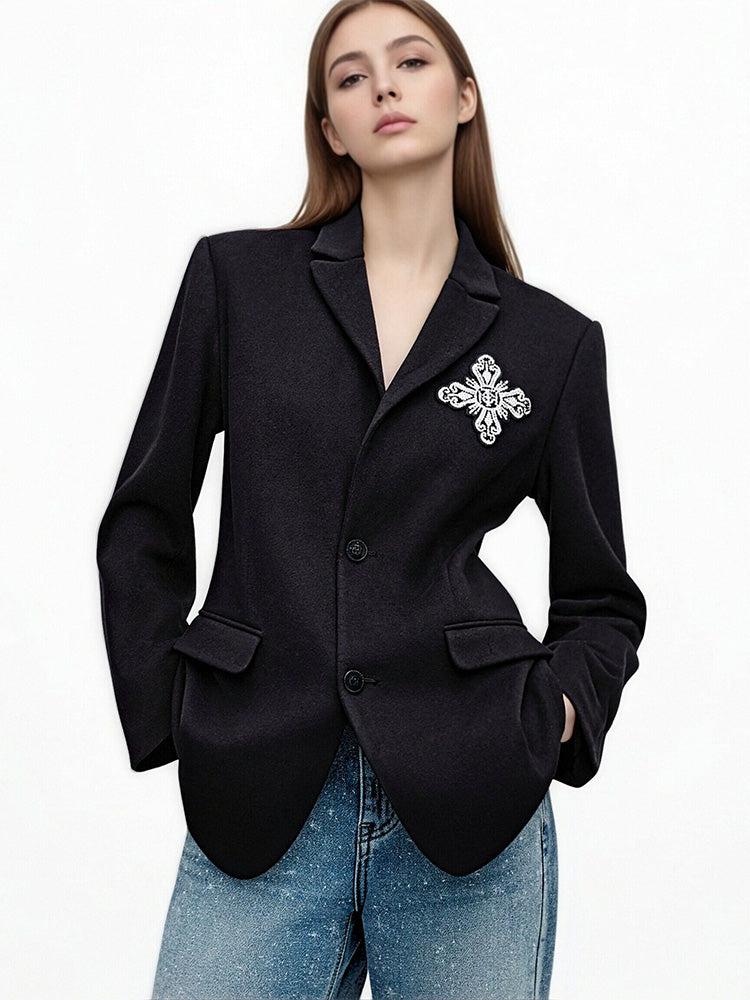 TCH Rhinestone Wings Textured Blazer