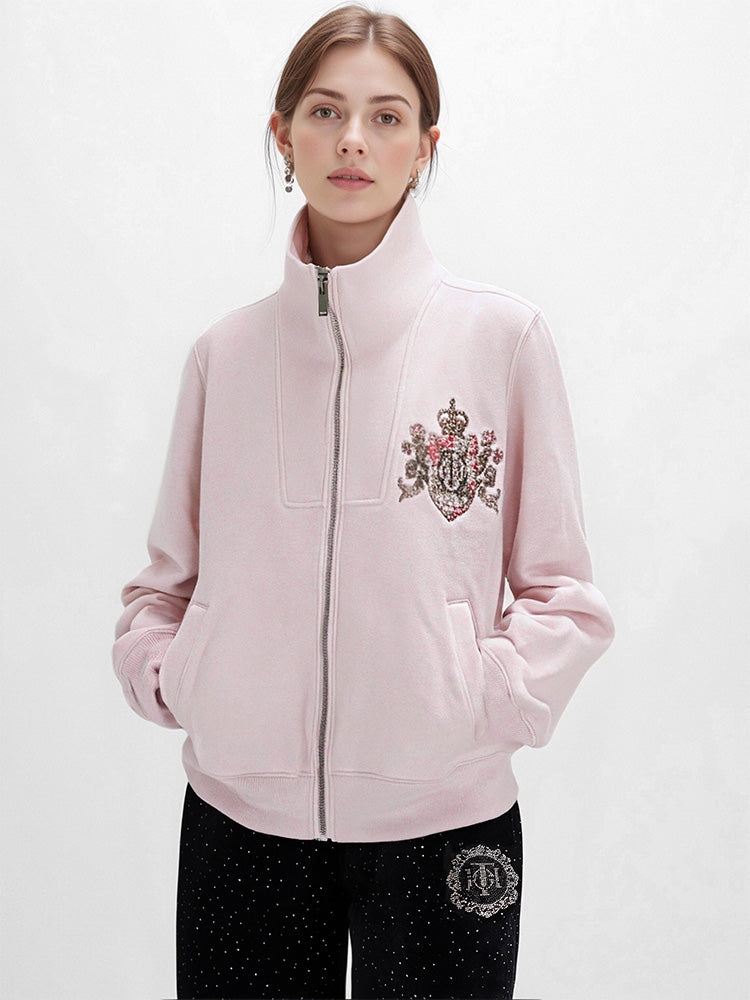 TCH Rhinestone Causal Faux-Fur Jacket