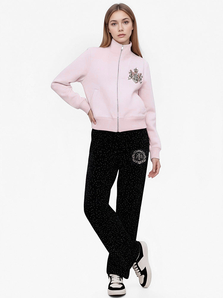 TCH Rhinestone Causal Faux-Fur Jacket