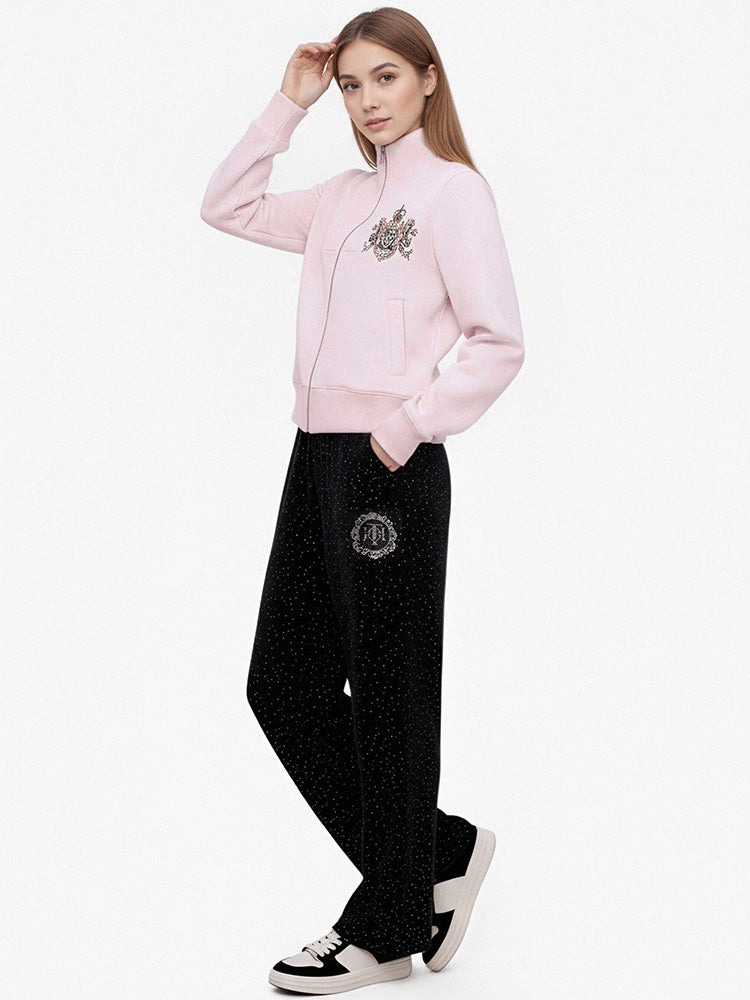 TCH Rhinestone Causal Faux-Fur Jacket