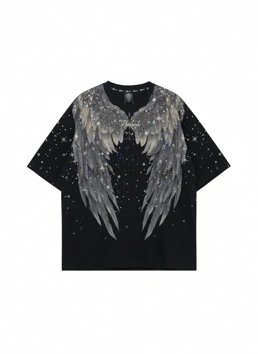 TCH Celestial Angel Wings Graphic Oversized T-Shirt