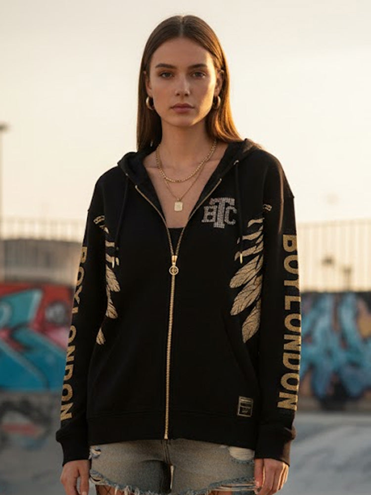 TCH Rhinestone Wings&Tiger Cotton Hoodie