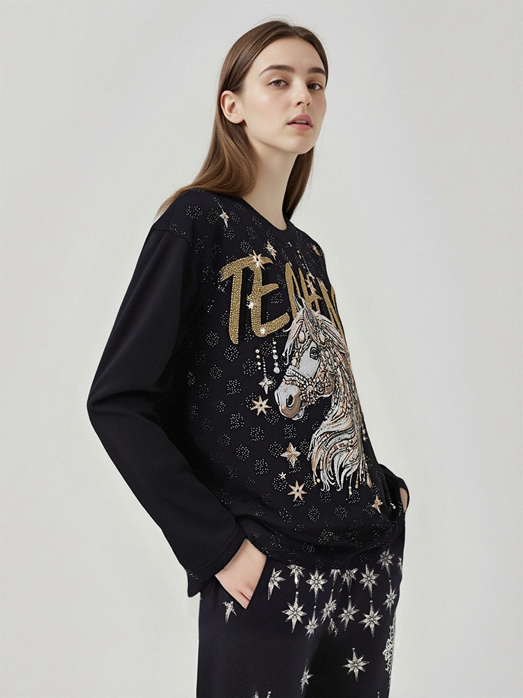 TCH Rhinestone Oversized Graphic Pullover