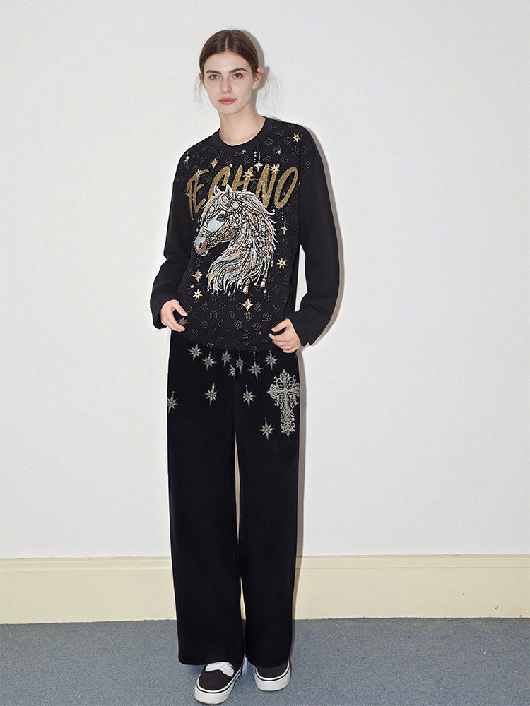 TCH Rhinestone Oversized Graphic Pullover