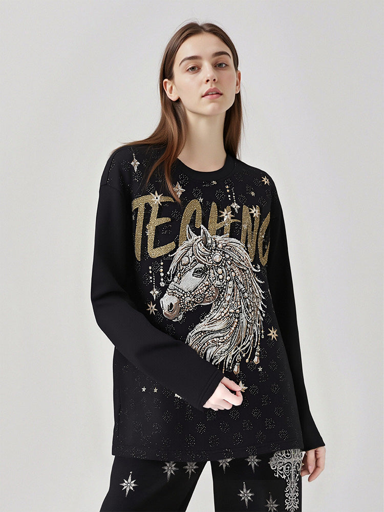 TCH Rhinestone Oversized Graphic Pullover