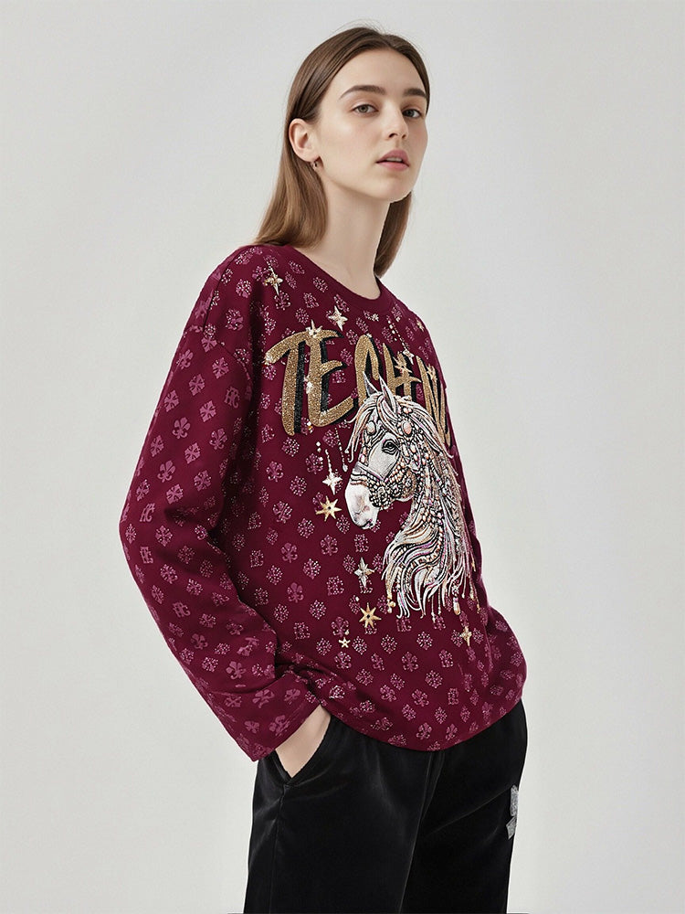 TCH Rhinestone Oversized Graphic Pullover
