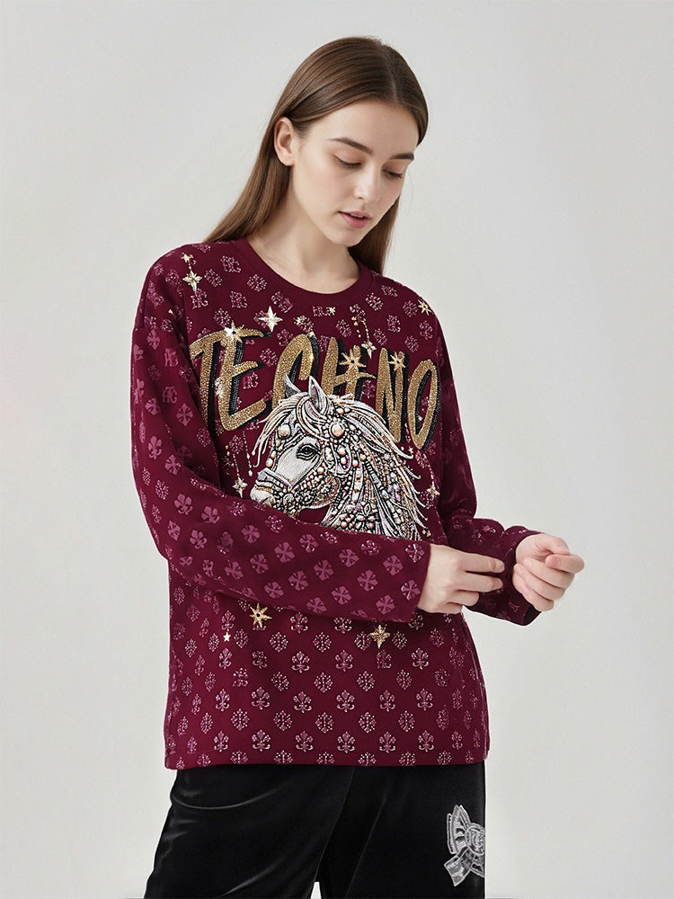TCH Rhinestone Oversized Graphic Pullover