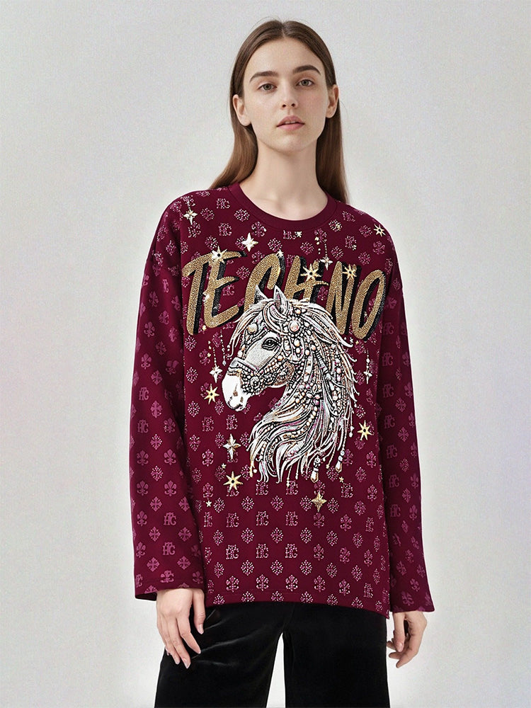 TCH Rhinestone Oversized Graphic Pullover