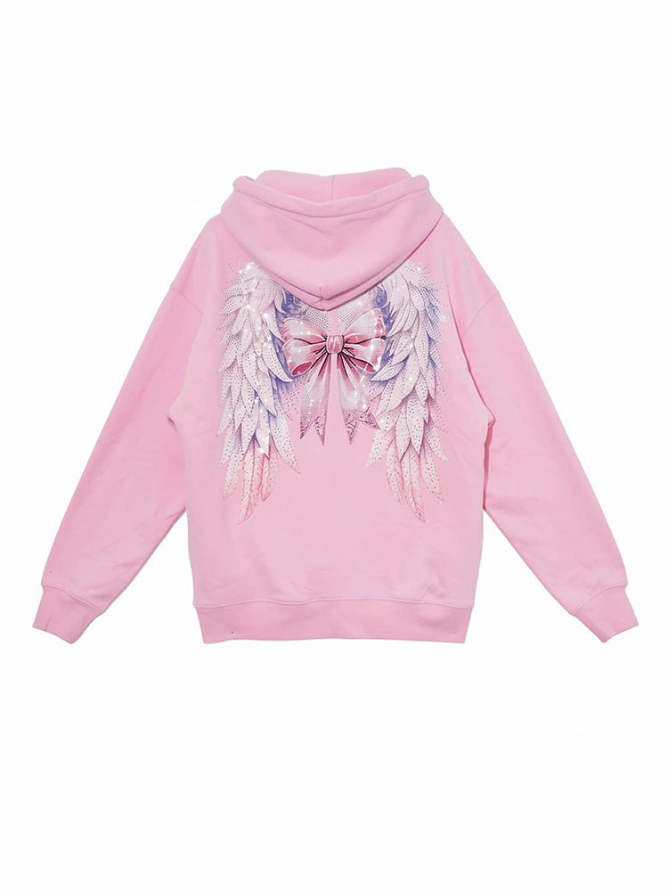 TCH Unicorn Rhinestone Pink Cotton Hoodie