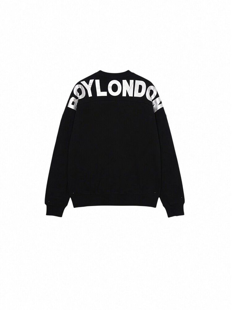 TCH Letter Print Rhinestone Cotton Sweatshirt