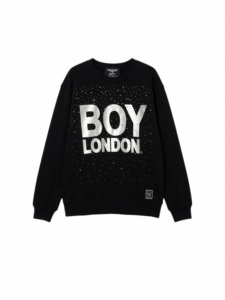 TCH Oversized Rhinestone Letter Black Sweatshirt