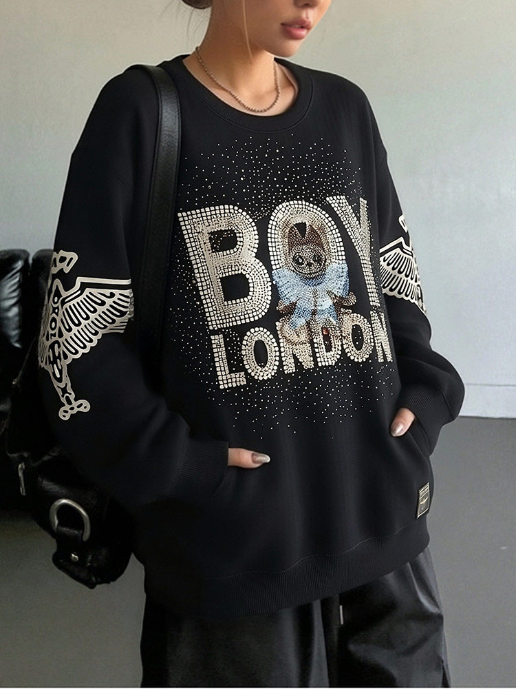 TCH Rhinestone Graphic Black Unisex Sweatshirt