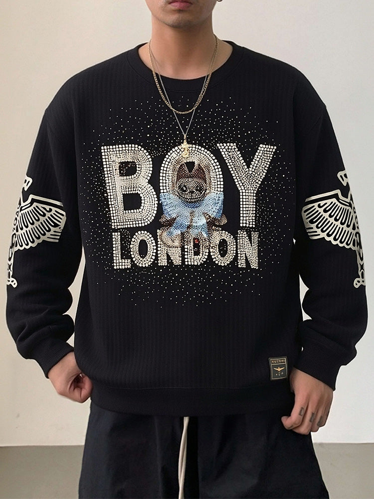 TCH Rhinestone Graphic Black Unisex Sweatshirt