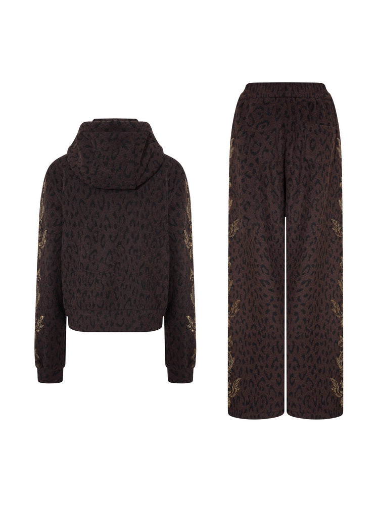 TCH Leopard Print Rhinestone Warm 2 Piece Outfits