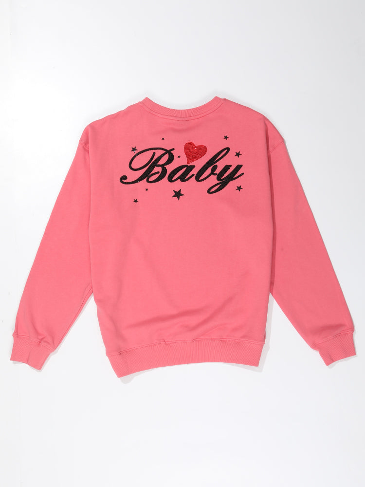 TCH Women's Cat Rhinestone Long Sleeve Sweatshirt