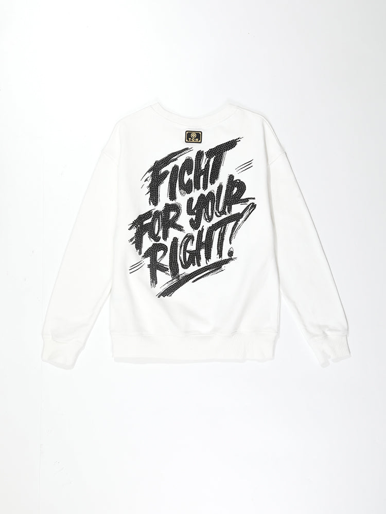 TCH Women's Rhinestone Dog White Sweatshirt
