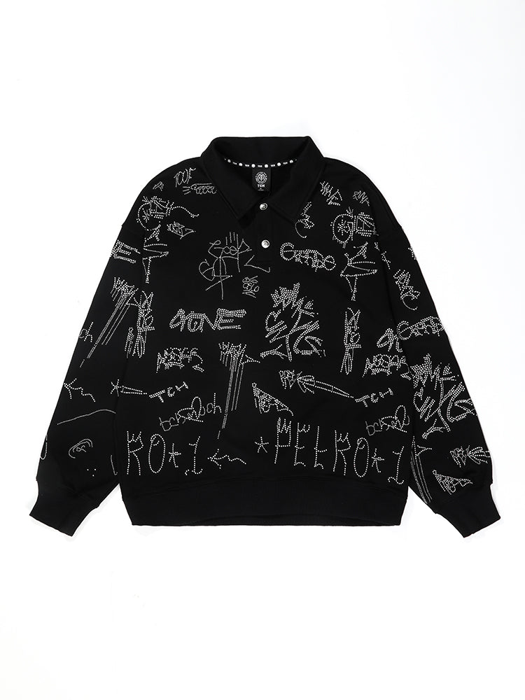TCH Henley Graphics Rhinestone Sweatshirt