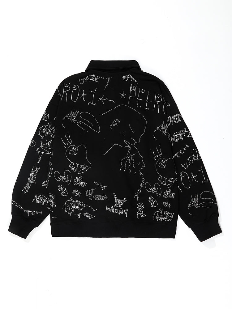 TCH Henley Graphics Rhinestone Sweatshirt