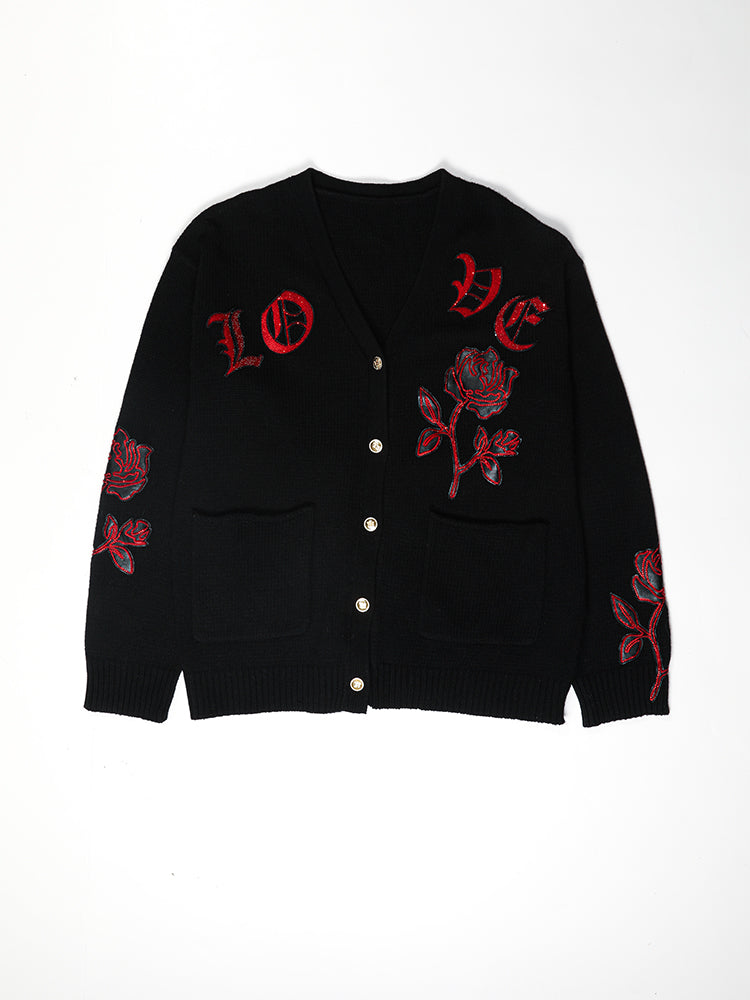 TCH Women's Rhinestone Button Knit Cardigan Sweater