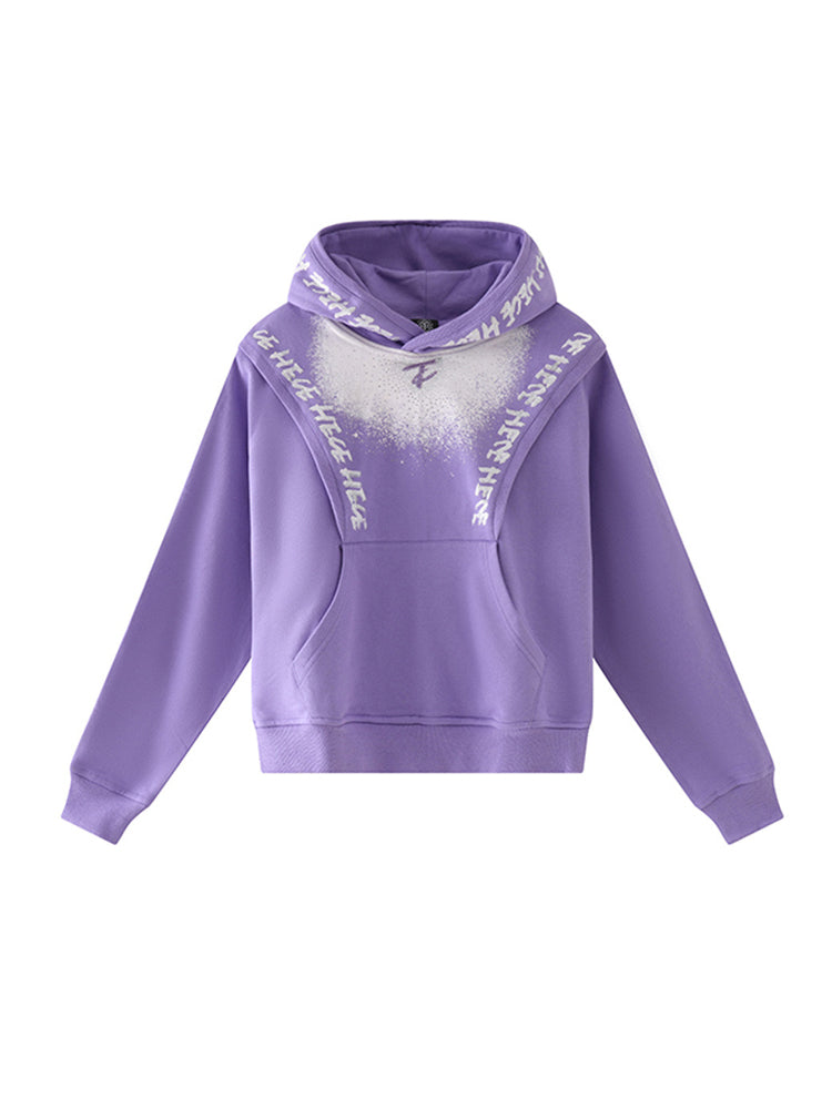 TCH Cotton Rhinestone Letter Unisex Hoodie with Pocket
