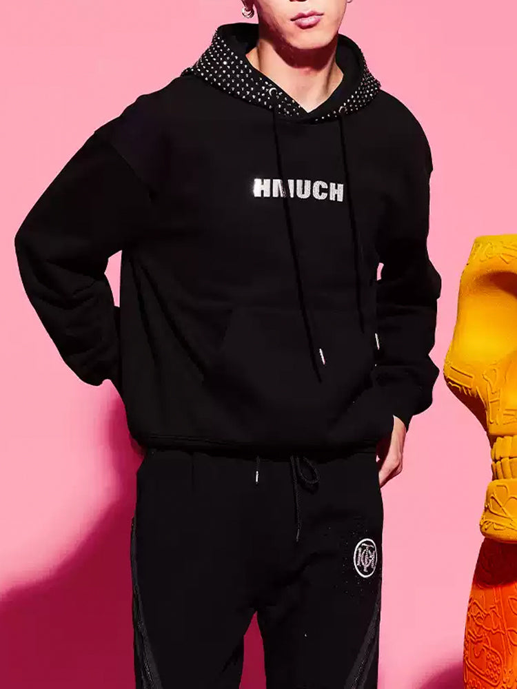 TCH Rhinestone Letter Hooded Sweatshirt