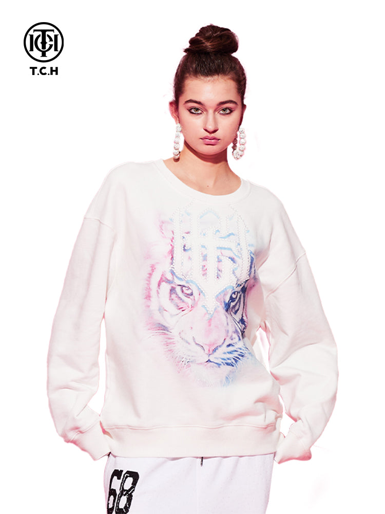 TCH Tiger Rhinestone Long Sleeve Sweatshirt