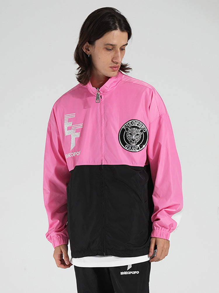 TCH Rhinestone Graphics Print Color Block Jacket