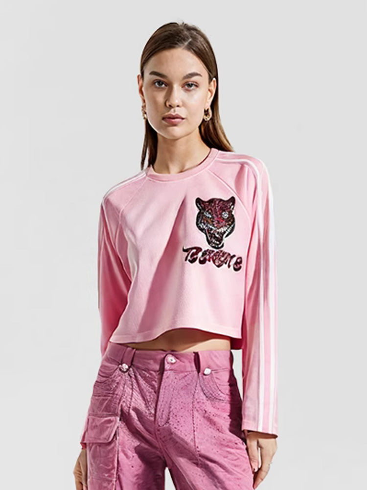 TCH Trendy Rhinestone Leopard Cropped Top