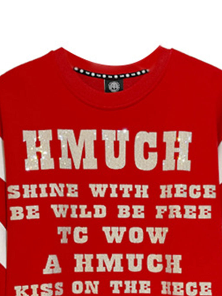 TCH Unisex Rhinestone Letter Print Pullover Sweatshirt