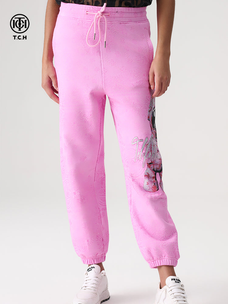 TCH Printed Rhinestone Pink Pants