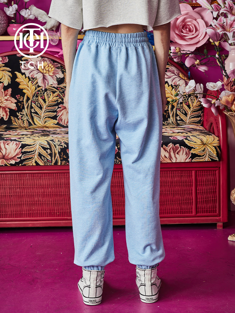 TCH Letter Rhinestone Elastic Waist Joggers