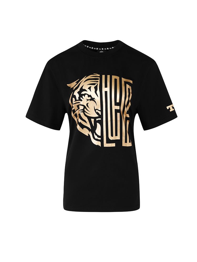 TCH Gold Graphic Print Streetwear Black T-shirt