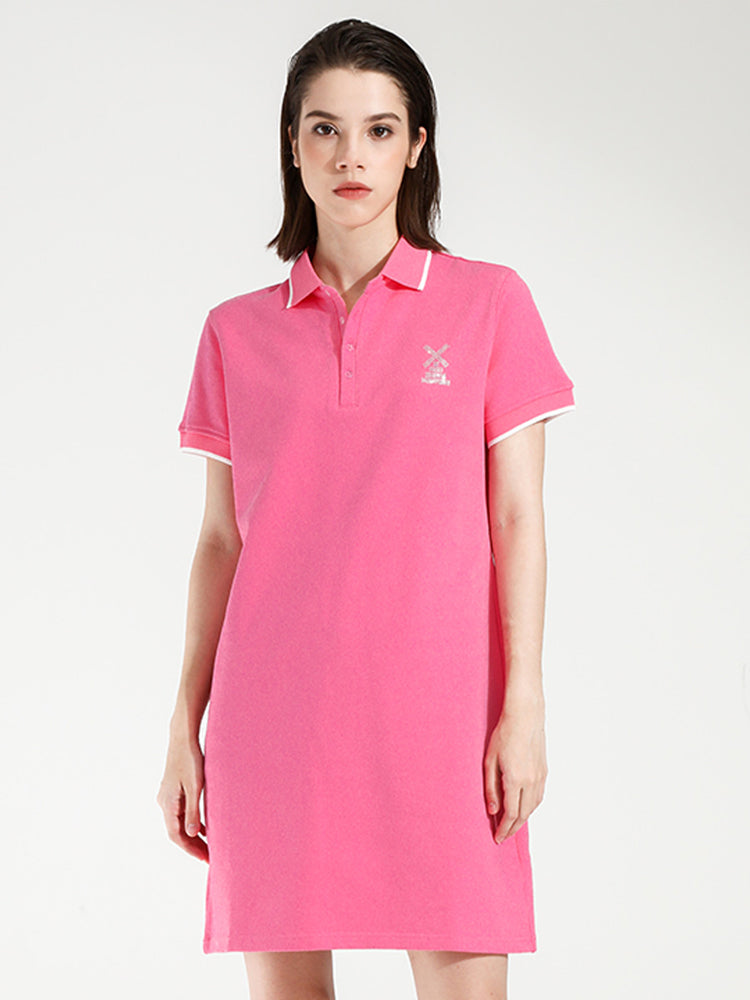 TCH Rhinestone Short Sleeve Casual Polo Mini Dress