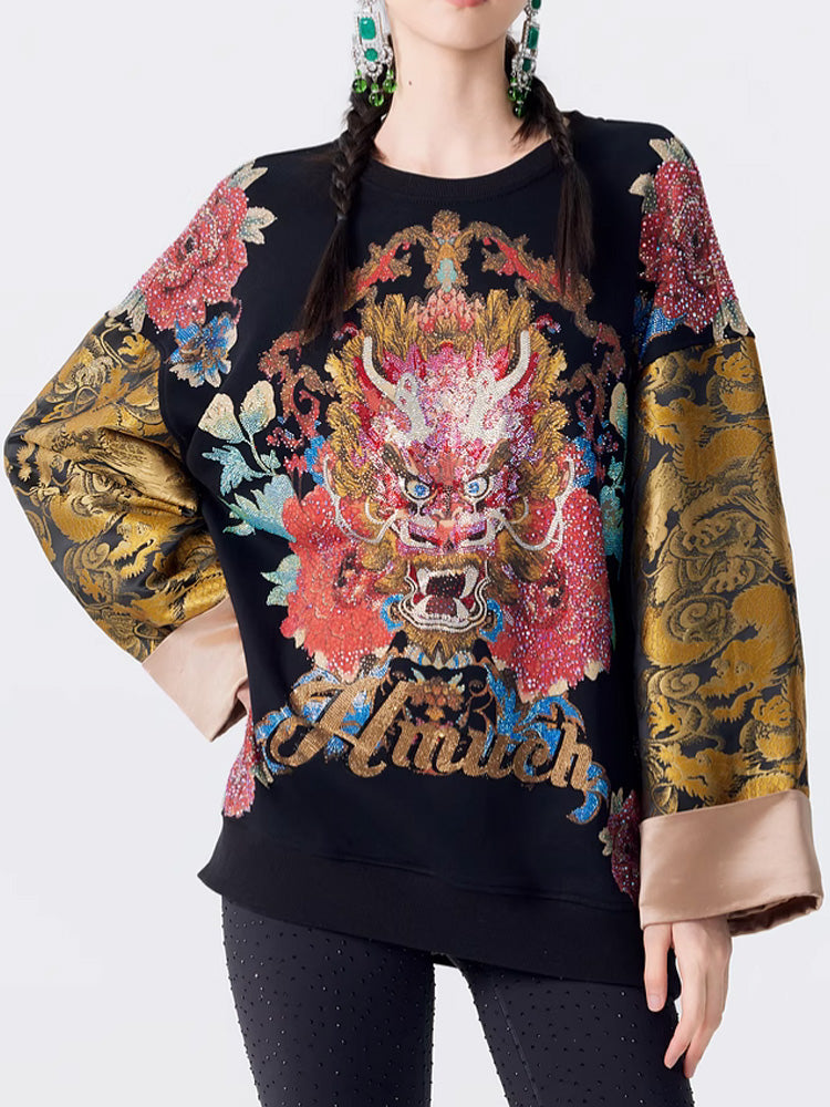 TCH Luxury Rhinestone Embellished Graphic Pullover Top