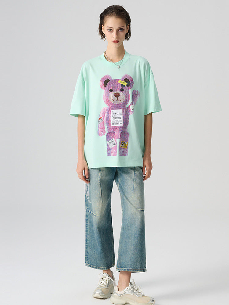 TCH Sparkle Graphic Rhinestone Oversized Short Sleeve T-shirt / Sweatshirt