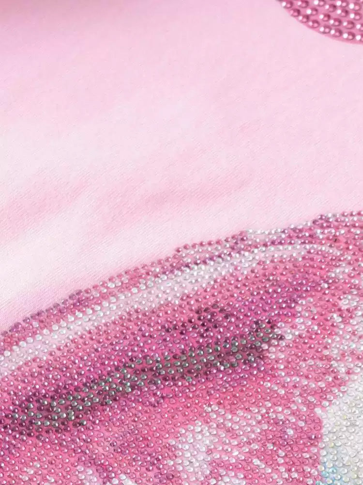 TCH Luxury Rhinestone Bunny Shiny T-Shirt in Pink