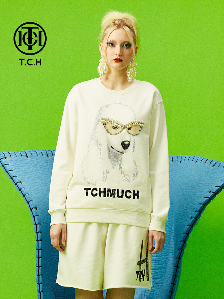 TCH Graphic Rhinestone Oversized Sweatshirt