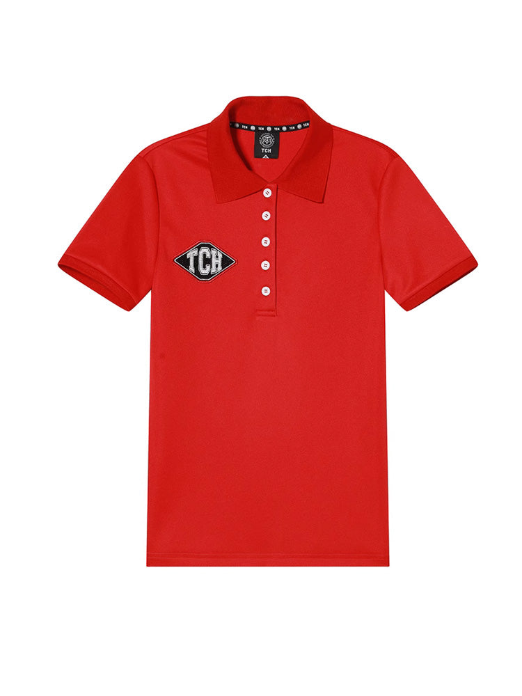 TCH Logo Print Rhinestone Polo T-Shirt