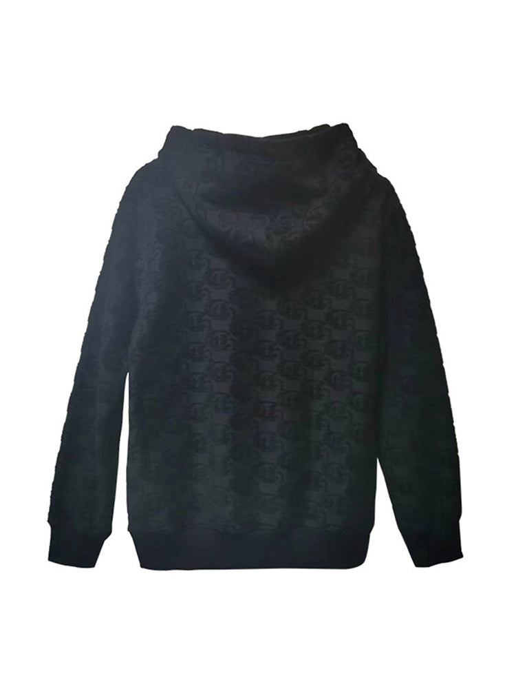 TCH Jacquard Tiger Rhinestone Black Hoodie