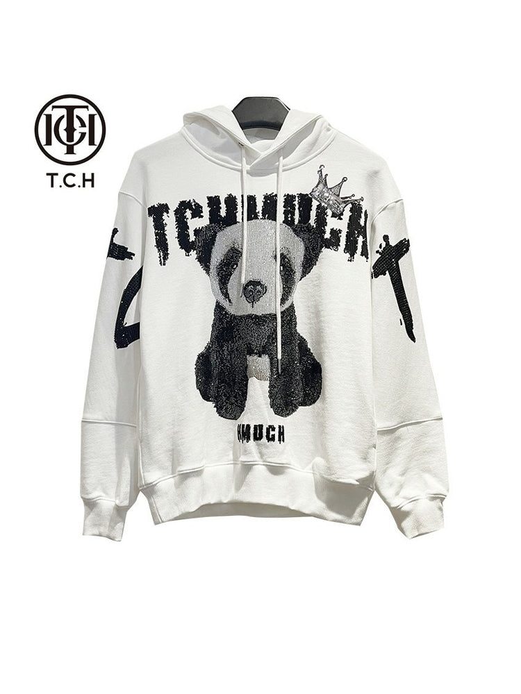 TCH Hot Diamond Panda Drawstring Hooded Sweatshirt