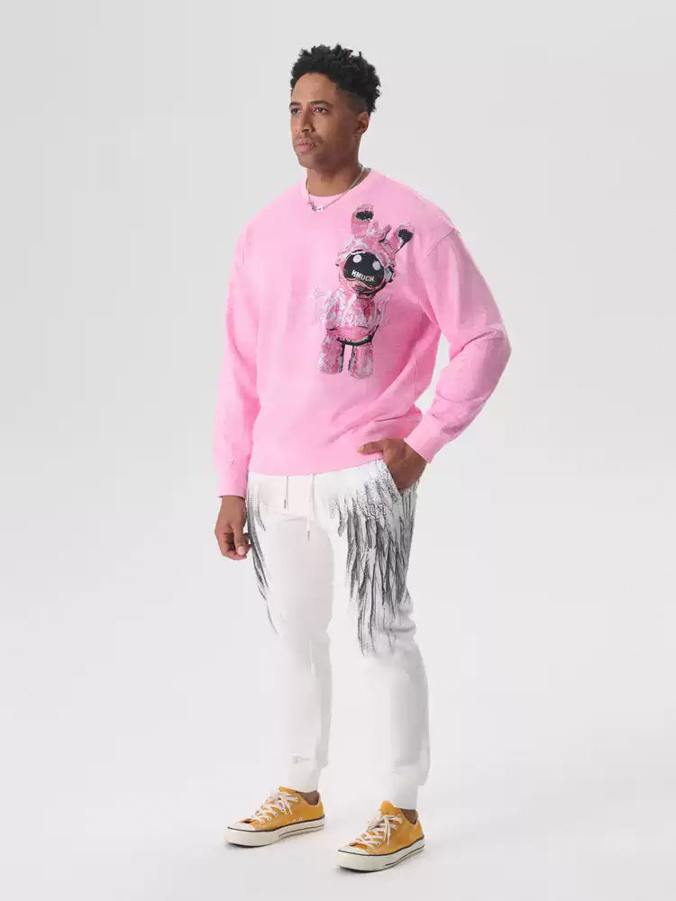 TCH Men's Graphic Rhinestones Pink Sweatshirt
