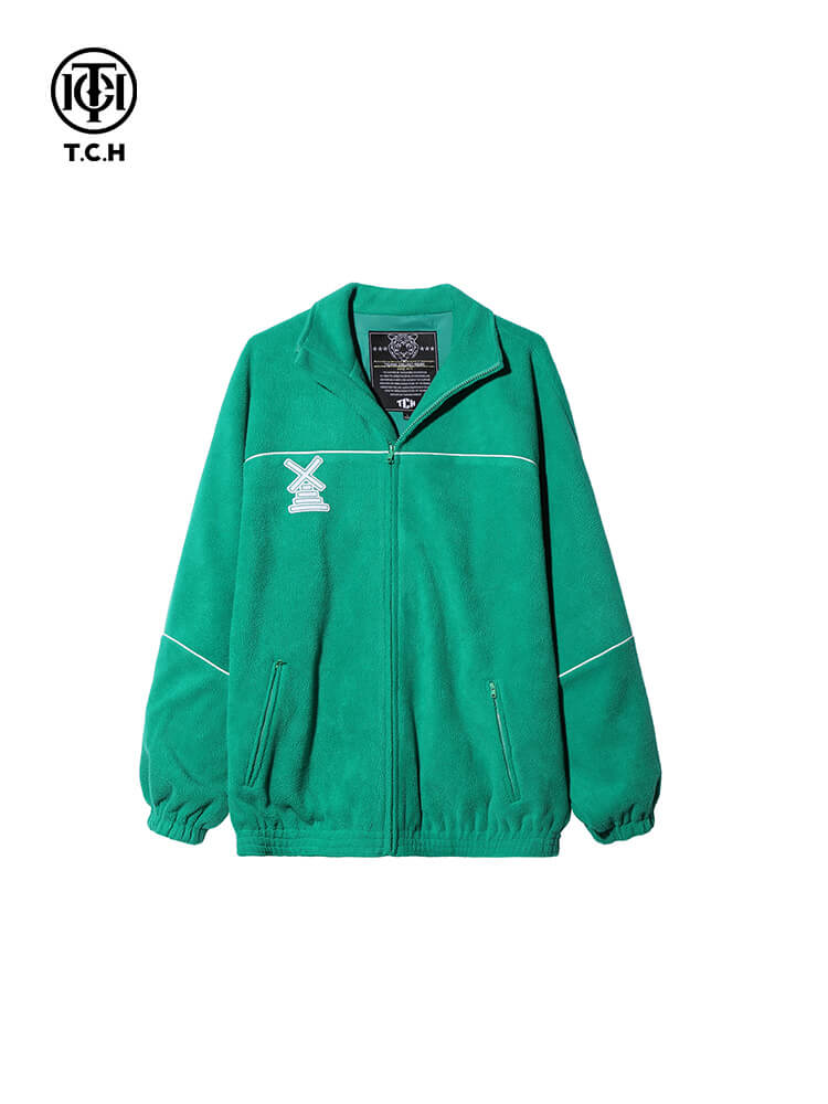 TCH Letter Sherpa Fleece Baseball Bomber Jacket