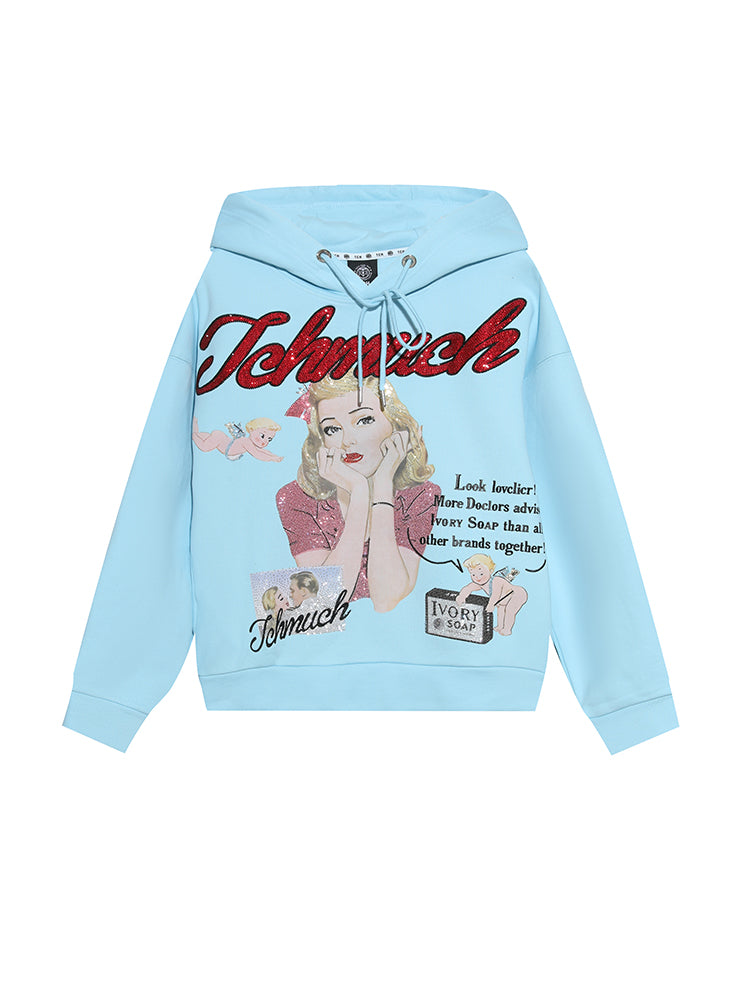 《QuickShip 》TCH Character Graphic Luxury Rhinestone Hoodie