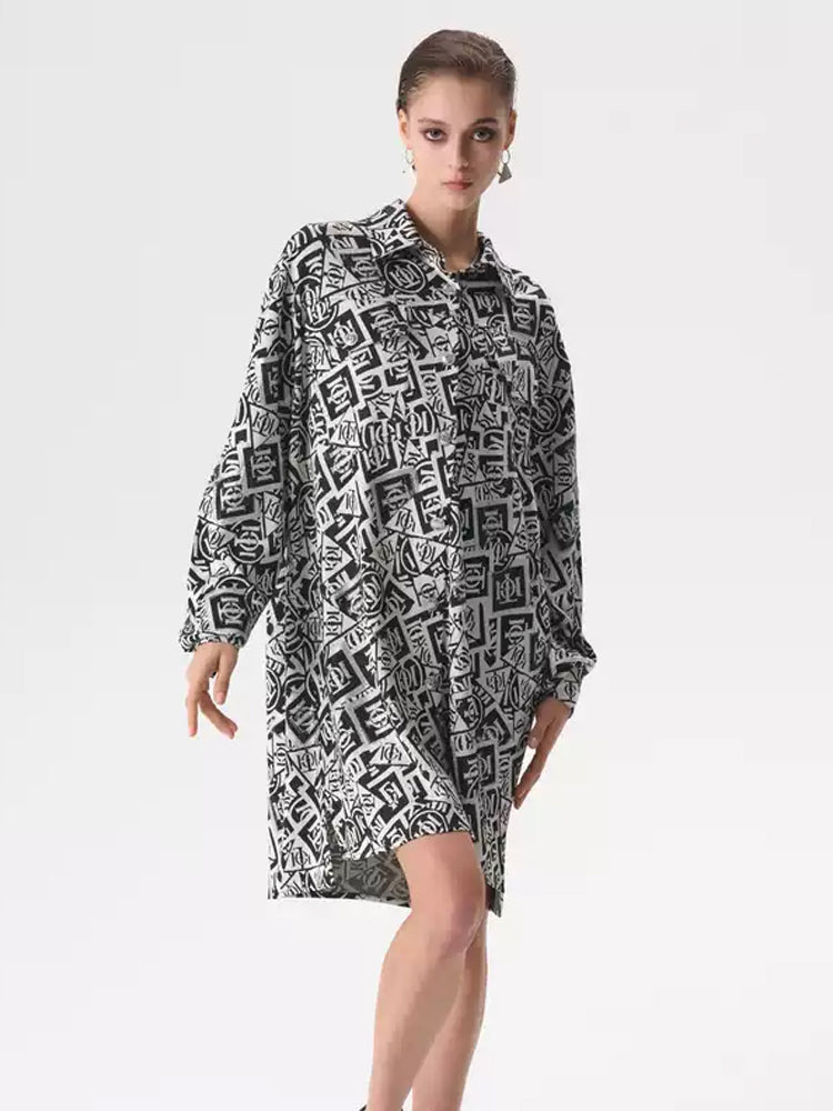 TCH Classic Collar Printed Tunic Shirt Dress