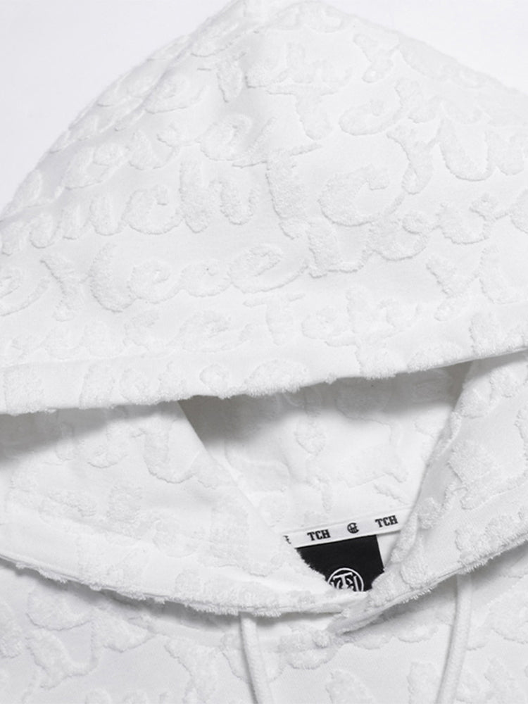 TCH Jacquard Rhinestone Leopard Hoodie in White