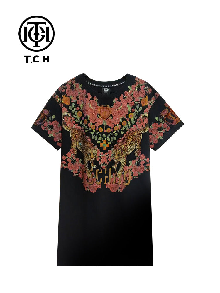 TCH Rhinestone Embroidered Georgette Sleeveless Dress