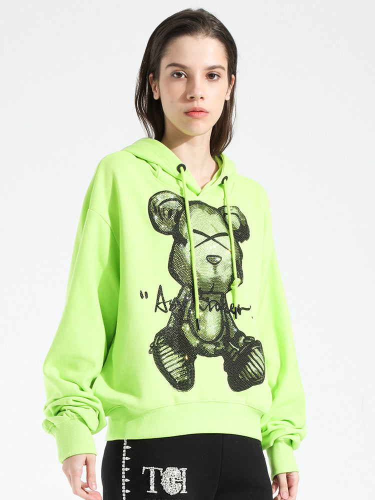 TCH Rhinestone Cartoon Drop Shoulder Hoodie