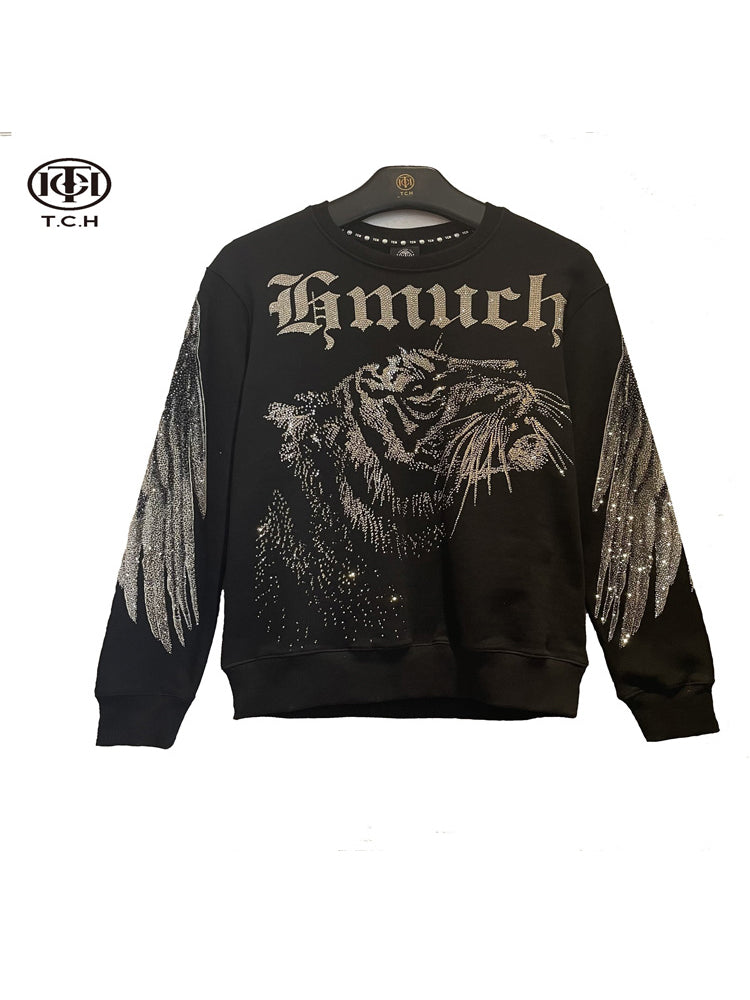 TCH Unisex Rhinestone Angel Wings Graphic Sweatshirt