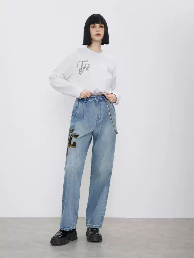 TCH Crystal-Embellished Letter Print Crop Top