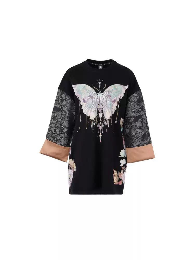 TCH Rhinestone Embroidery Butterfly Satin Mini Dress